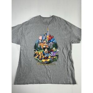 Walt Disney World Mickey Mouse Graphic Tee Gray Short Sleeve Park Shirt